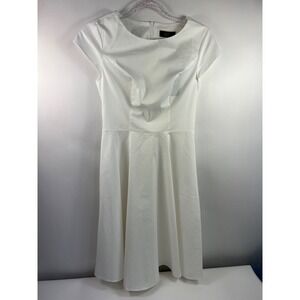 NWT Dressystar Dress Women's Sz S White Cap Sleeve Back Zip Scoop‎ Neck Stretch